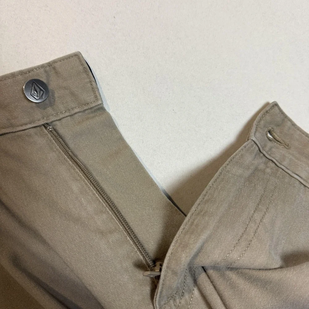 Volcom Pants Mens 36 Beige Chino Regular Fit Straight Leg Casual Cotton Blend